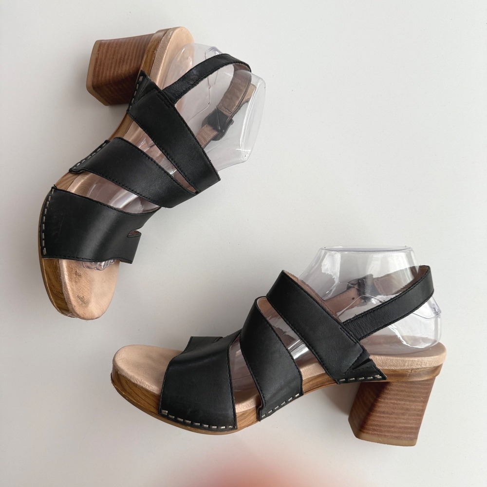 Dansko Ashlee Burnished Black Sling Back Block Heel Comfort Sandal EU 41 US 10 - Picture 2 of 8